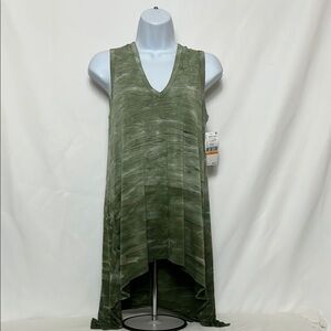 NWT Karen Kane Women’s Size Small Green V Neck Tank Top Long Hankerchief Bottom